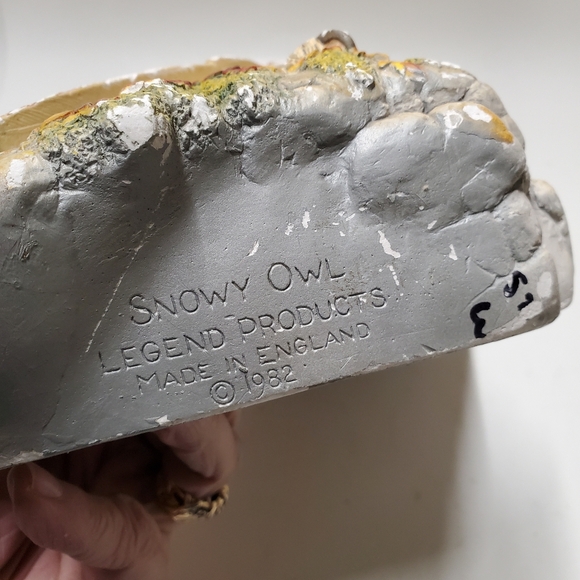 Vintage Chalkware Snowy Owl Wall Hanging Legend Products 1982 Made in England - Picture 8 of 9